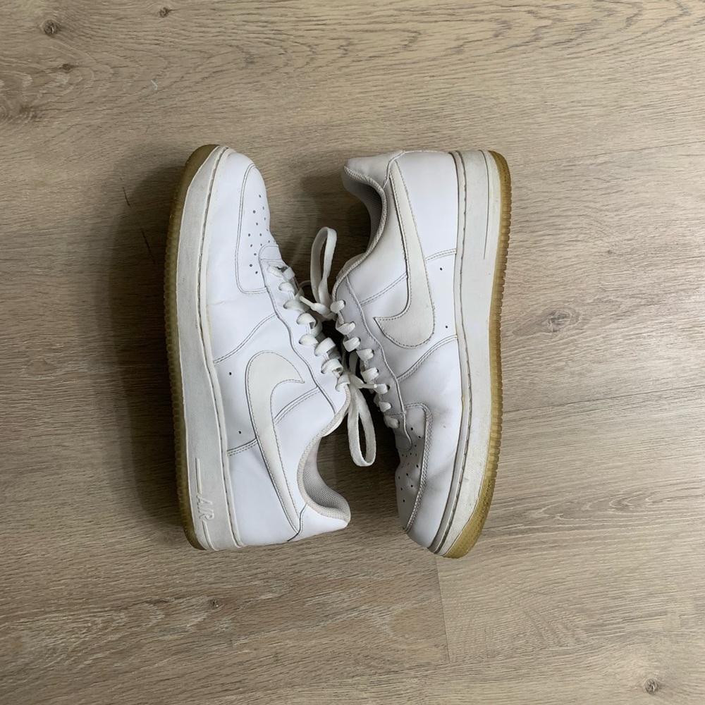 2008 Nike White Air Force 1 White w clear Low-Top Leather Sneakers Men's Size 11